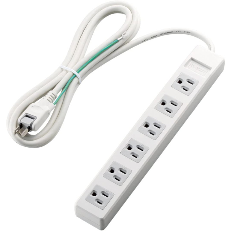 エレコム 電源タップ 3ピン マグネット付 6個口 2.5m ホワイト T-T1B-3625WH