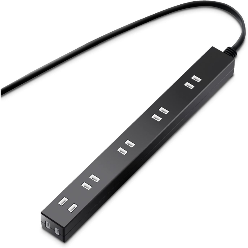 エレコム 電源タップ ACアダプタが5つ挿せる幅広コンセント 雷ガード付 6個口 1m ブラック T-NSLK-2610BK