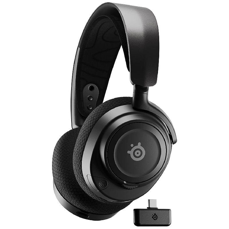 SteelSeries ワイヤレス ゲーミングヘッドホン ボイスチャット可能 ゲームとスマホを同時接続 Arctis Nova 7 無線 密閉型 Switch PC PS5 PS4 対応 AIノイズキャンセリング 空間オーディオ Hi-Fiサウンド 調整可能 61553 ブラック