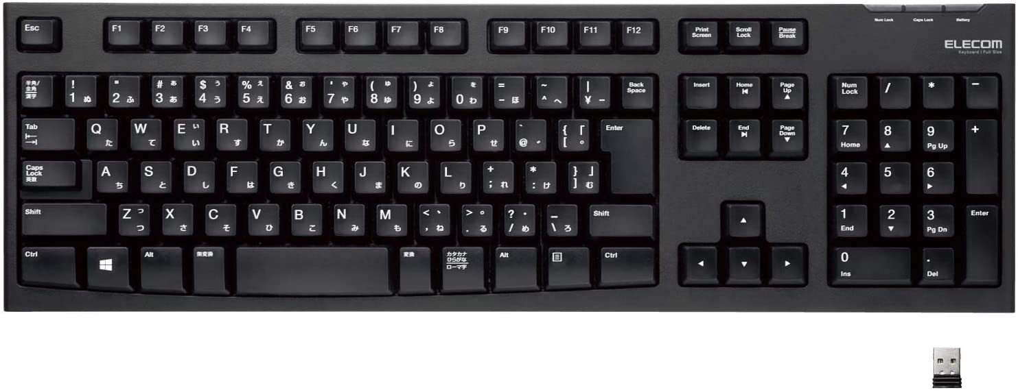 エレコム キーボード ワイヤレス (レシーバー付属) メンブレン フルキーボード 1000万回高耐久 PlayStation4 対応 ブラック TK-FDM063TBK