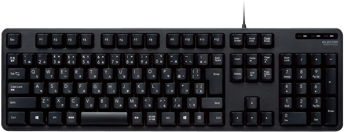 エレコム キーボード 有線 メンブレン フルキーボード ブラック TK-FCM104XBK