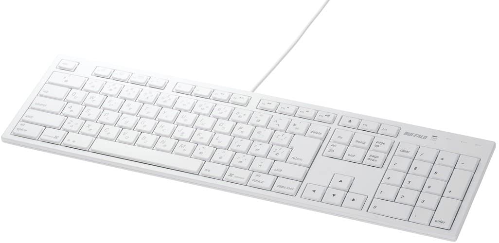 BUFFALO フルキーボード USB接続 パンタグラフ Macモデル ホワイト BSKBM01WH