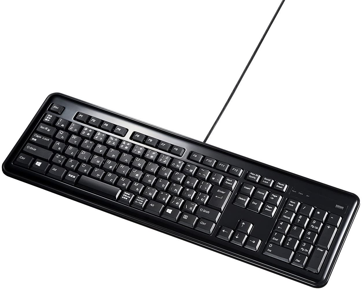 サンワサプライ USBハブ付キーボード 薄型メンブレン テンキー有り USB2ポート付き ブラック SKB-SL21UHBK
