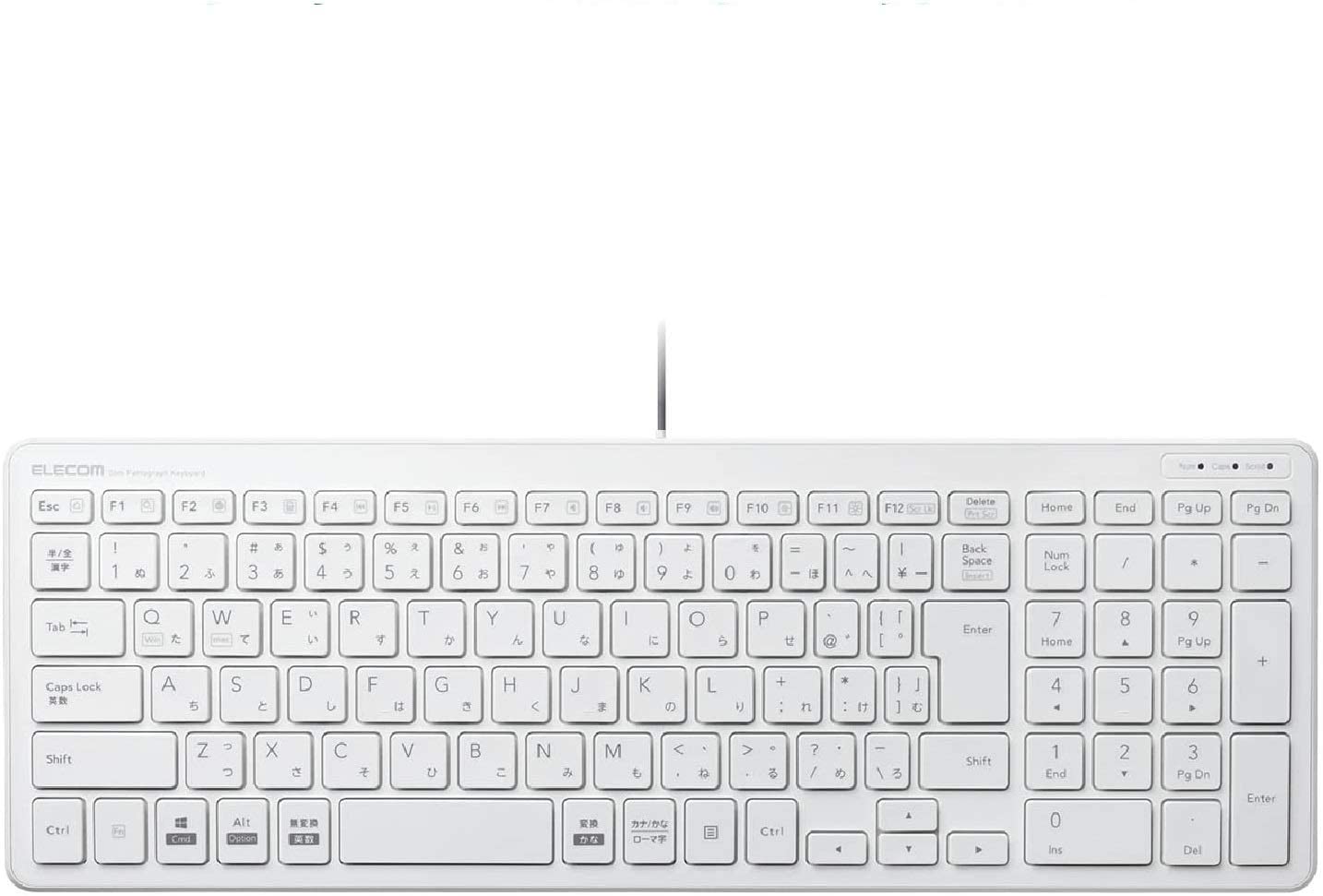エレコム キーボード 有線 パンタグラフ コンパクトキーボード ホワイト TK-FCP097WH