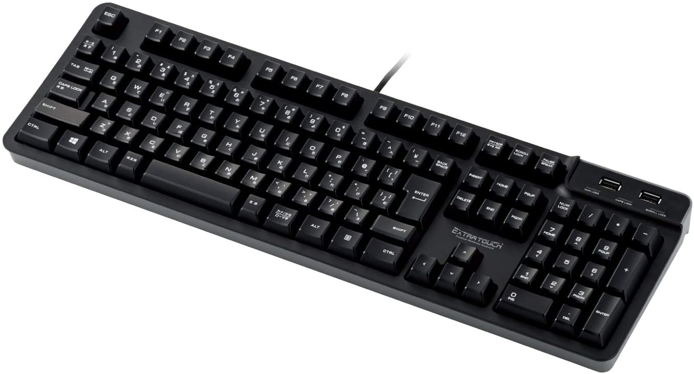 エレコム キーボード 有線 プレミアムメンブレン フルキーボード 1000万回高耐久 メカニカルライク USB2ポート付 ブラック TK-FCM094HBK