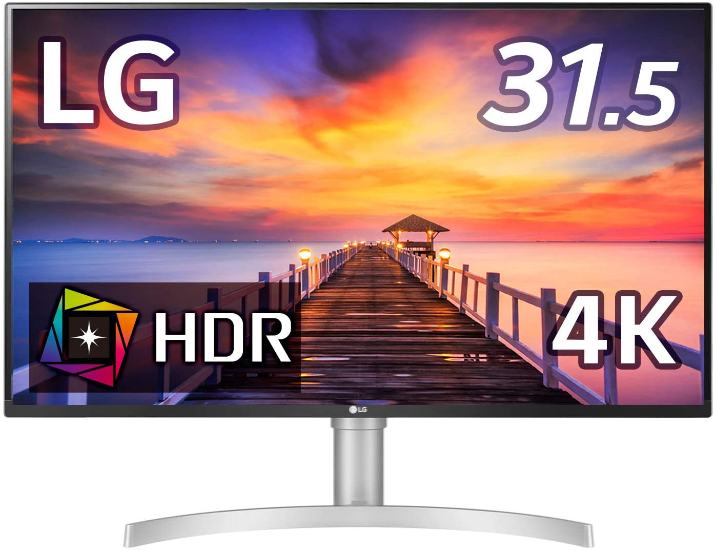 LG フレームレス モニター ディスプレイ 32UN550-WAJP 31.5インチ/4K/HDR/VA非光沢/HDMI×2、DP/FreeSync対応/スピーカー搭載/高さ調節/フリッカーセーフ、ブルーライト低減