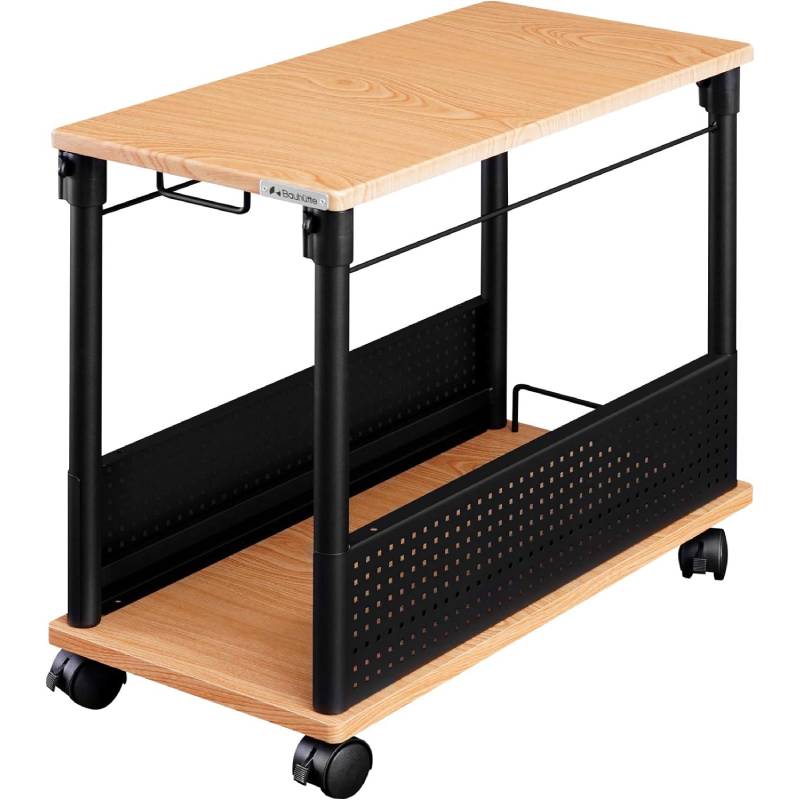 Bauhutte( バウヒュッテ ) 昇降式 L字デスク スタンダード パソコンラック pcラック ( 幅 32 × 奥行 67 高さ57~78 cm ) 木目 BHD-670H-WD
